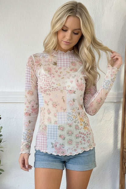 English Garden Patchwork Mesh Top