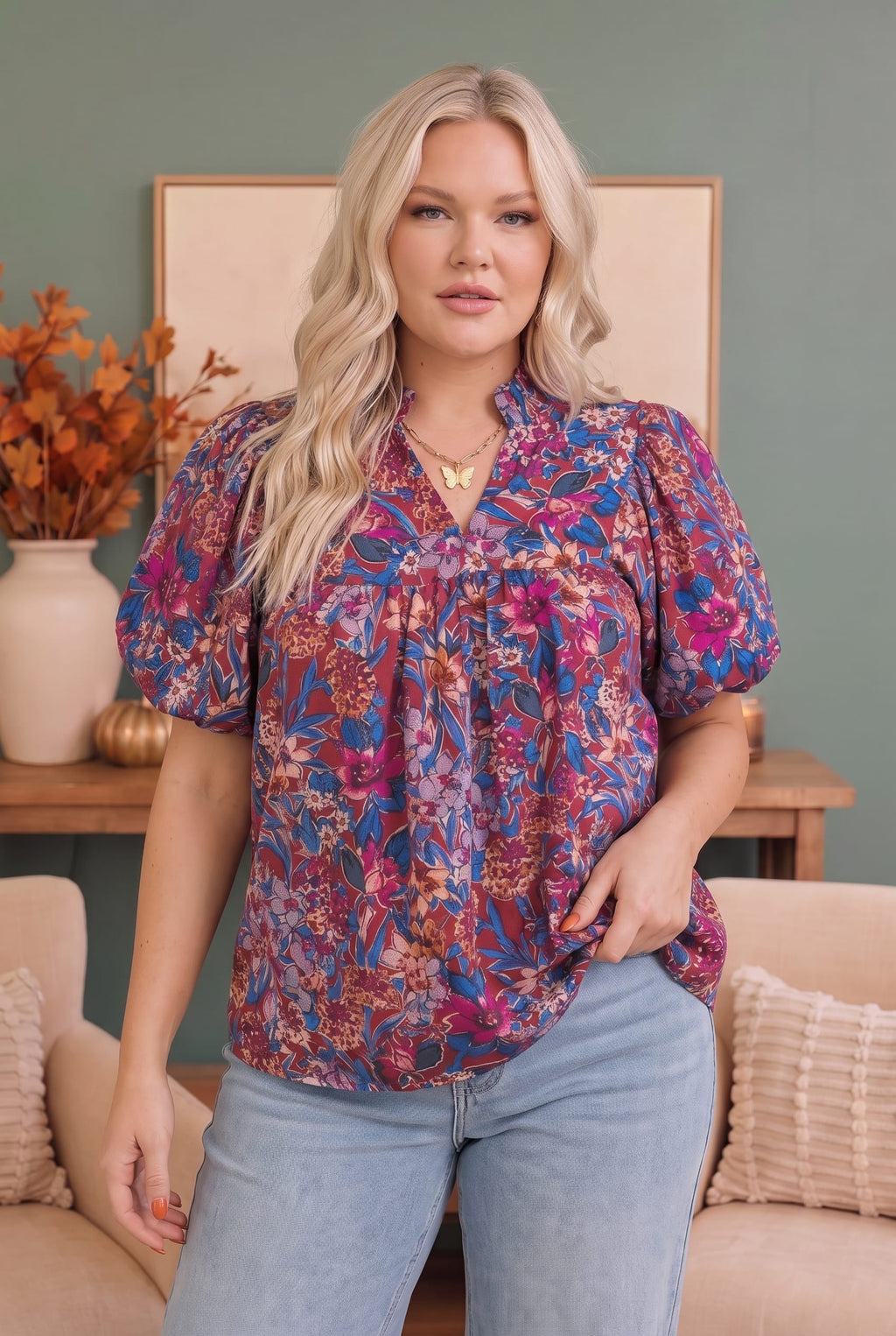 Blooming Beautifully Floral Puff Sleeve Top