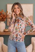 Nutcracker Sweet Long Sleeve Mesh Top