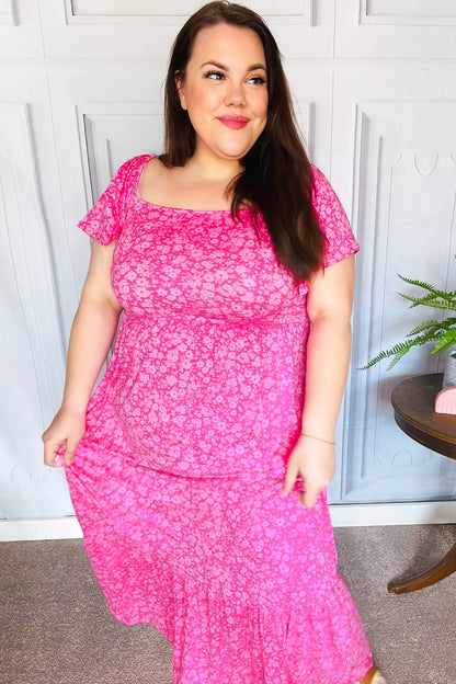 Perfectly You Fuchsia Ditzy Floral Fit & Flare Maxi Dress