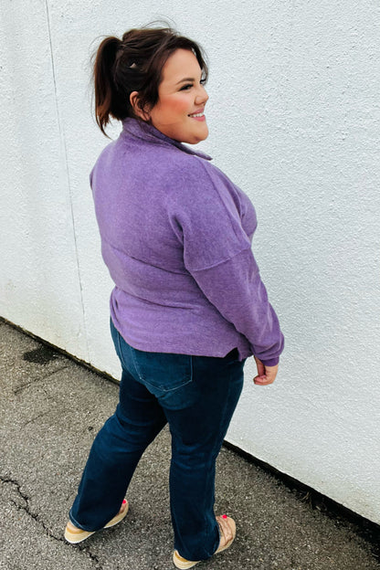 Purple Half Zip Hacci Pullover Sweater