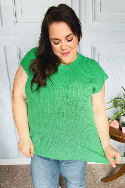 Seize The Day Kelly Green Dolman Rib Sweater Top