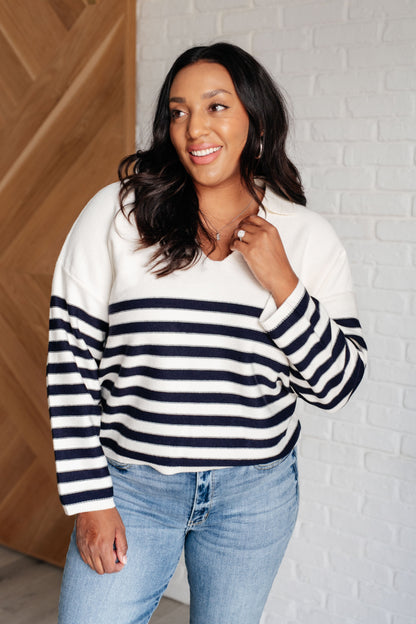 Memorable Moments Striped Sweater in White