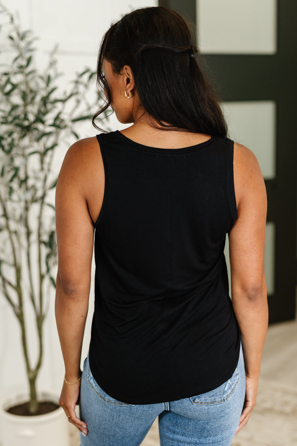 Simpler Times Basic V-Neck Tank in Black