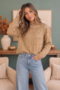 Gilded Warmth Sequin Mock Neck Sweater