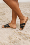 Torvi Black Slip on Sandals
