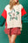 Apricot Sequin Christmas Star Color Block Sleeve Side Slits Sweatshirt