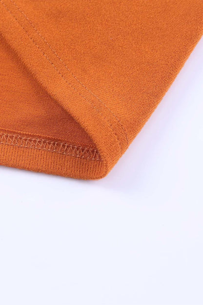 Orange Colorblock Casual Seam Pocket Loose Top