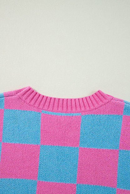 Black Colorblock Plaid Knit Vest