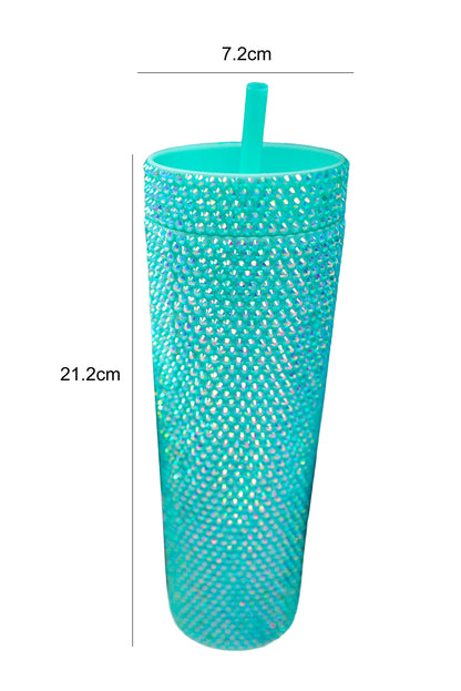 Silver 16oz Full Rhinestone Straw Tumbler