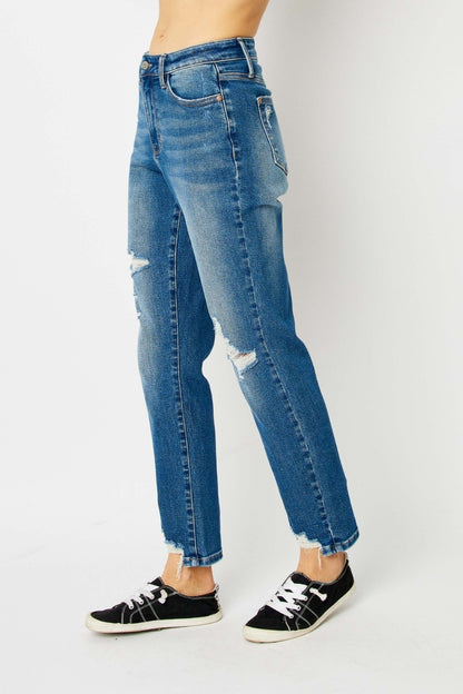 Judy Blue Full Size Distressed Slim Jeans