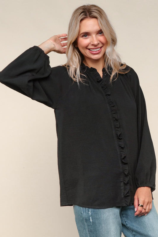Effortlessly Edgy Button Down Blouse