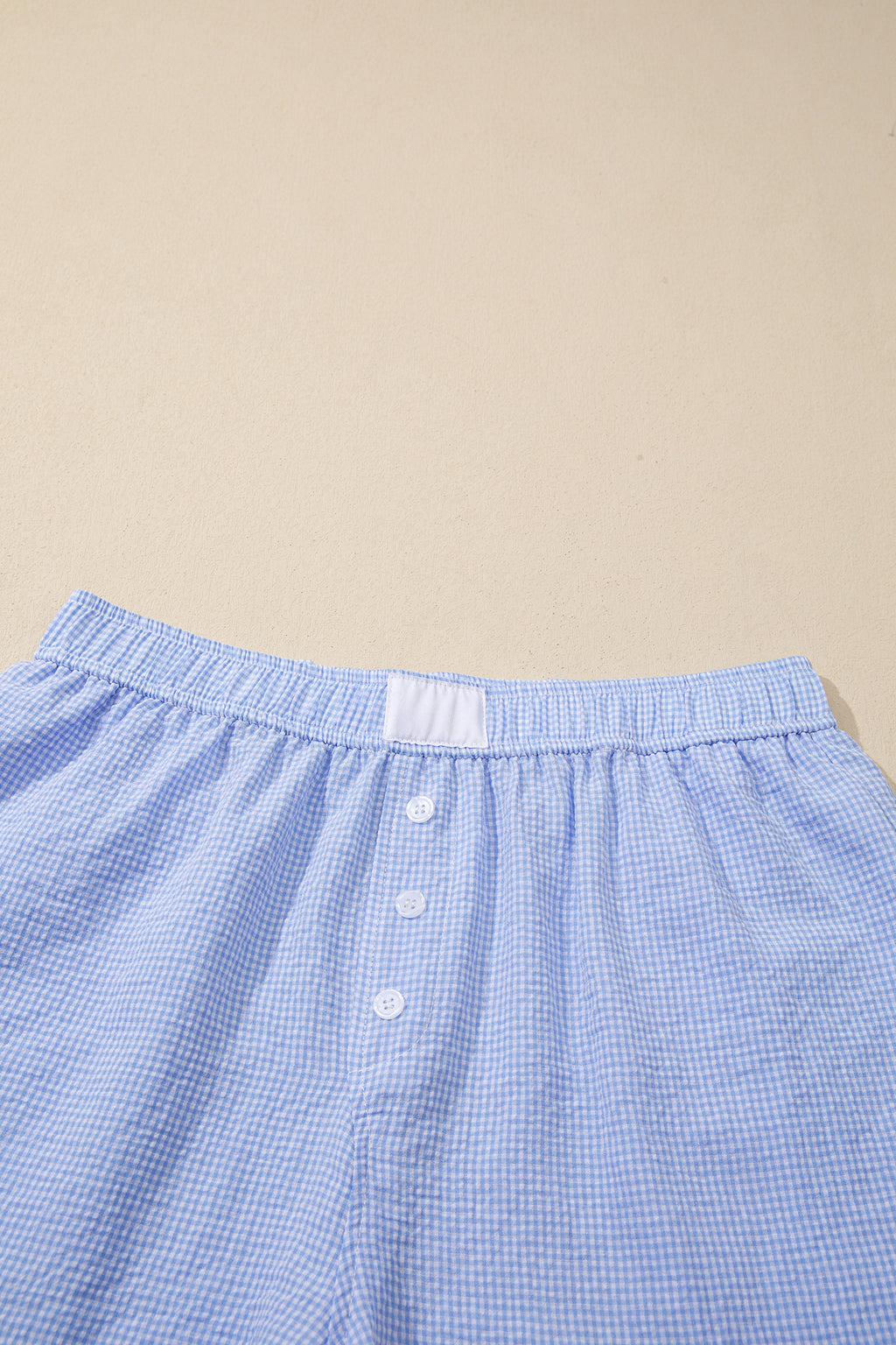 Green Gingham Plaid Button Detail Lace Trim Boxer Shorts