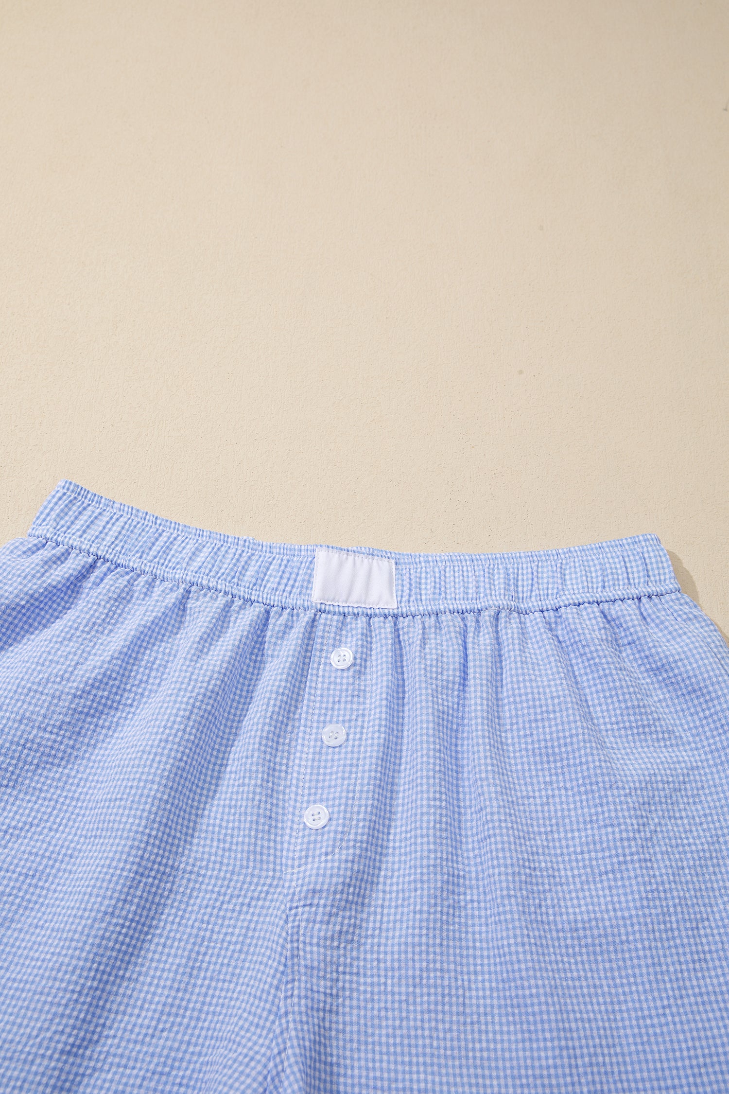 Green Gingham Plaid Button Detail Lace Trim Boxer Shorts