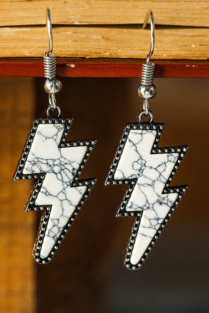 Marble Texture Retro Lightning Bolt Earrings