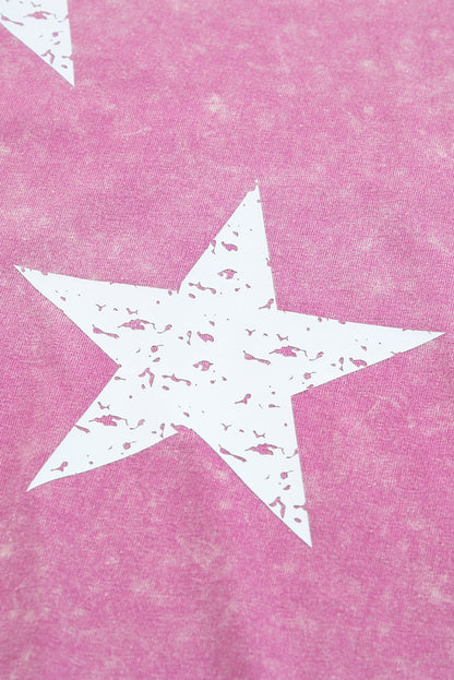 Pink Vintage Star Printed Mineral Wash Tee