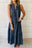 Real Teal Sleeveless Tiered Chambray Maxi Dress