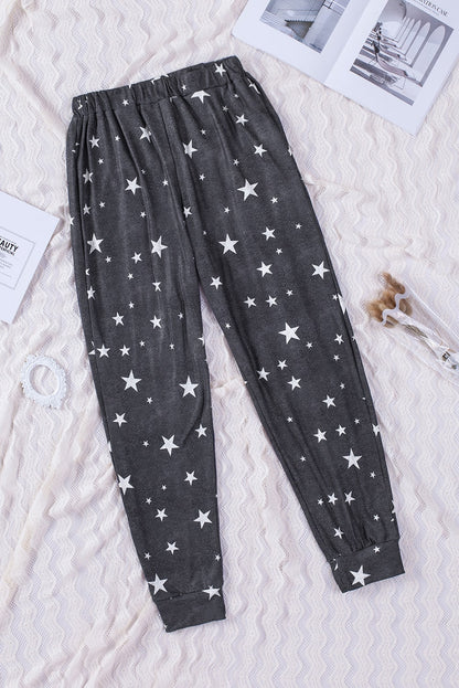 Star Print Elastic Waist Joggers