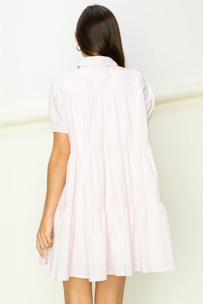 NOT YOUR GIRL TIERED BUTTON-UP MINI DRESS