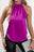 Bright Pink Halter Neck Keyhole Back Satin Vest