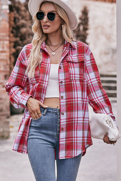 Multicolour Plaid Colorblock Button Up Shirt