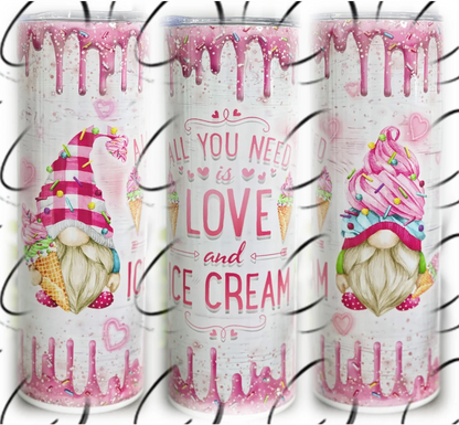 PREORDER: Love & Ice Cream Gnome Skinny Tumbler