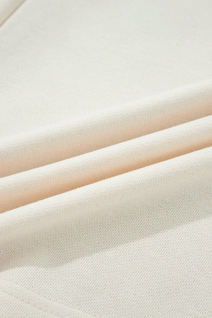 White Solid Color Cute Bow Embellished Loose Hoodie