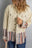 Beige Button Up Pockets Striped Color Block Corduroy Jacket