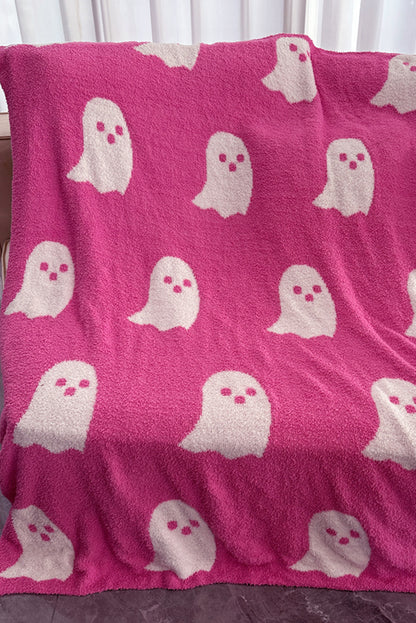 Dark Pink 130*150cm Halloween Ghost Flannel Blanket