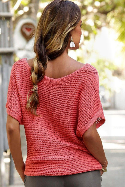 Ginger Plain Knit Loose Batwing Sleeve Blouse