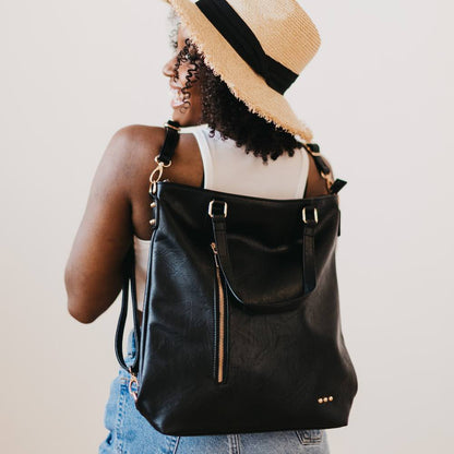 PREORDER: Upper East Side Vegan Leather Backpack & Crossbody Tote Bag in Three Colors