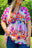 Multicolour Dreamy Abstract Print Wrap V Neck Plus Babydoll Blouse