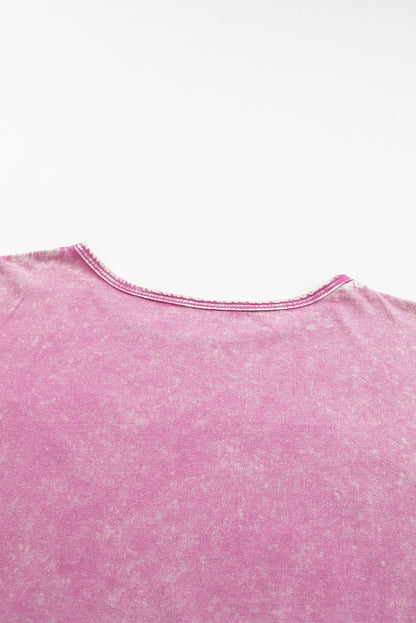 Pink Vintage Star Printed Mineral Wash Tee