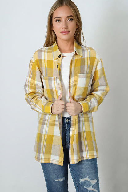 Pink Long Sleeve Collared Button Up Flannel Shirt