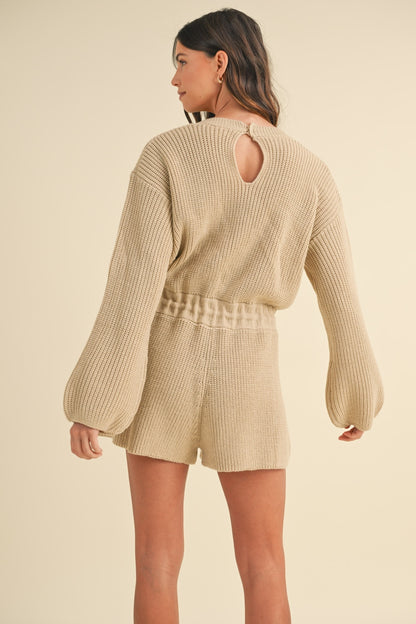 MABLE Round Neck Long Sleeve Sweater Romper