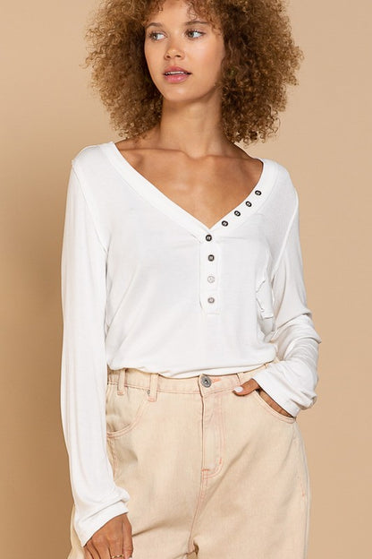 Black Button Down POL Top