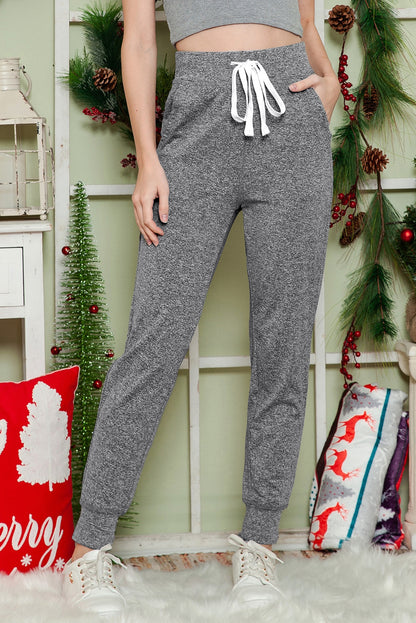 Gray Drawstring Waist Pocketed Joggers