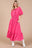 Ces Femme Smocked Elastic Waist Tie Neck Puff Sleeve Dress