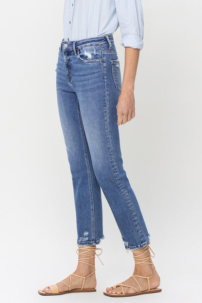 Lovervet High Rise Raw Hem Straight Jeans