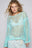 POL Side Slit Openwork Long Sleeve Knit Cover Up