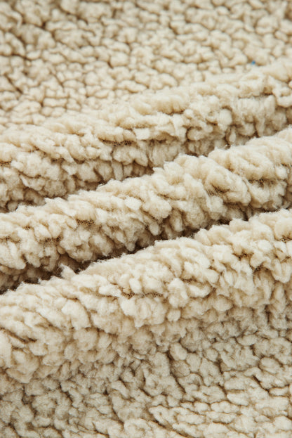 Khaki Vintage Paisley Floral Printed Sherpa Lined Hooded Jacket