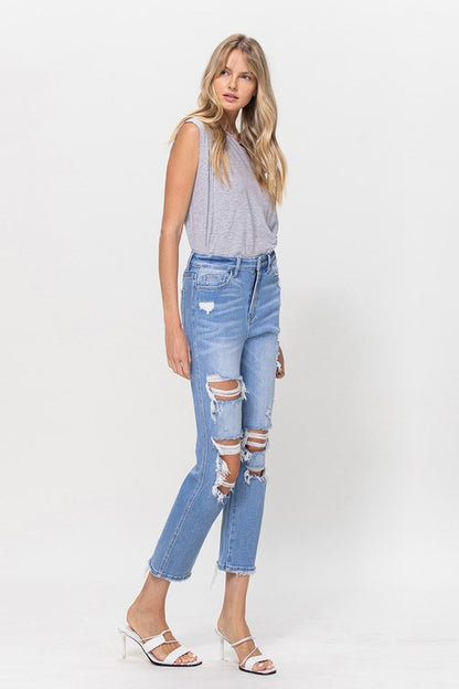 STRETCH SUPER HIGH RISE CROP STRAIGHT