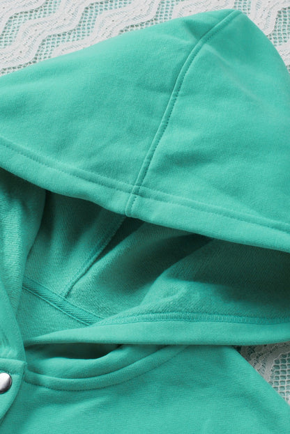 Light Blue Casual Batwing Sleeve Pocket Henley Hoodie