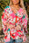 Plus Size Floral Print Boho Kimono Sleeve Shirt