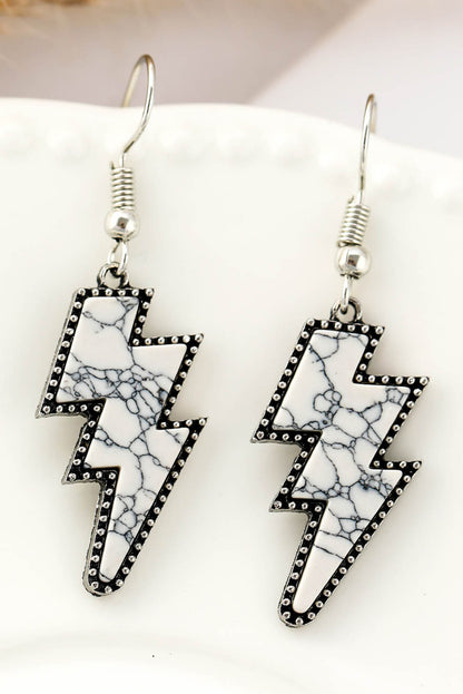 Marble Texture Retro Lightning Bolt Earrings