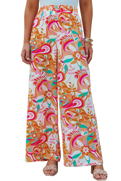 Floral Print Wide Leg Pants