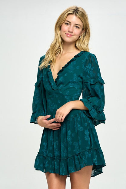 Chiffon Ruffle Mini Dress