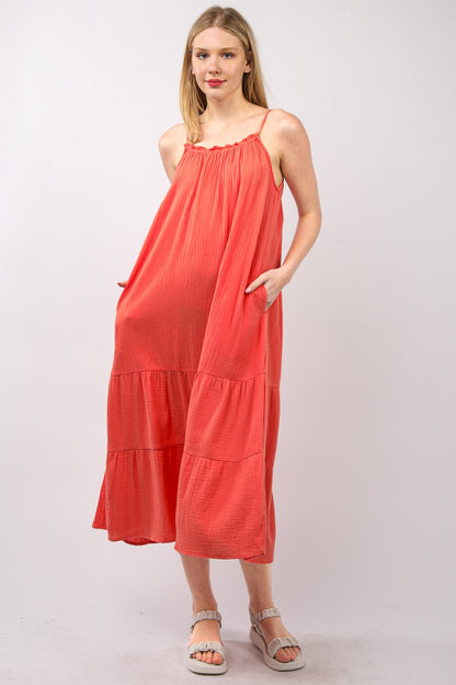 VERY J Ruffled A-Line Midi Cami Dress