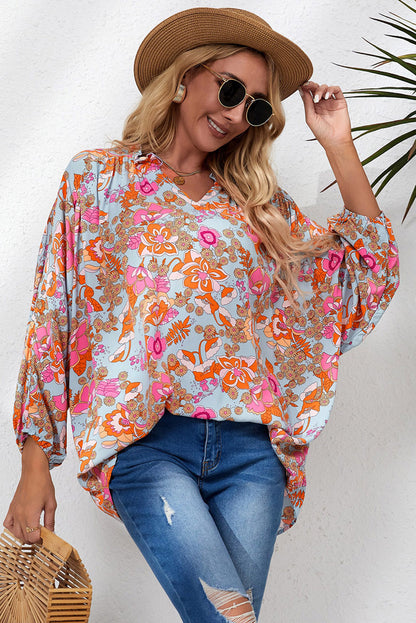 Boho Wide Sleeve Smocked Waist Floral Dress