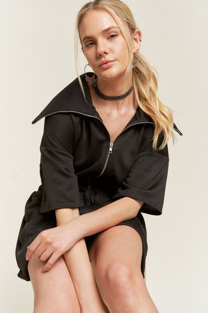 TERRY ZIP FRONT ROMPER